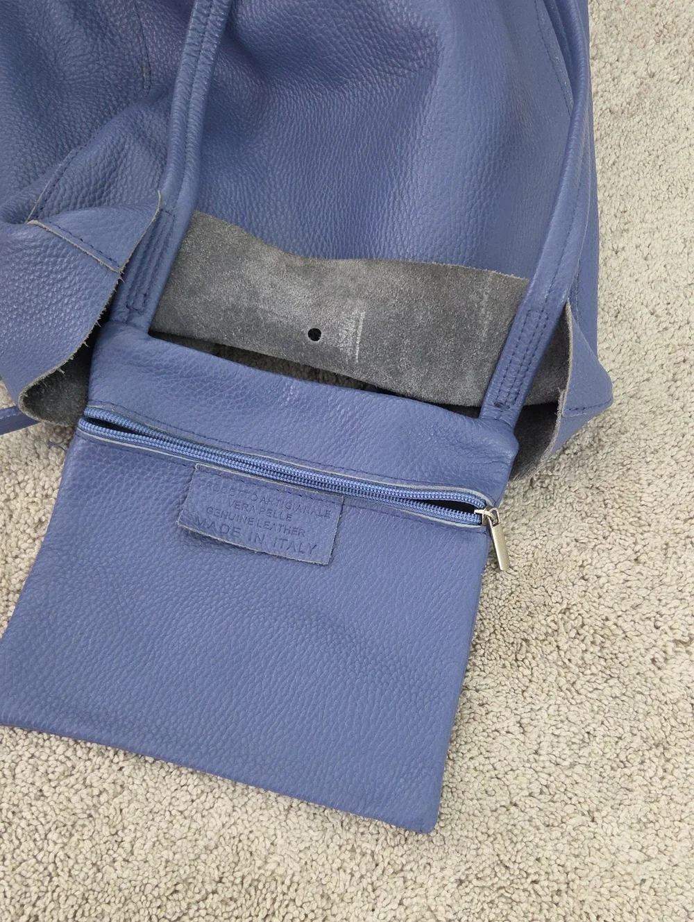 Blue Leather Tote EUC